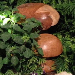 Wood mushroom garden ornaments
